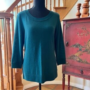 Halogen Women's Blue Merino Wool Long Sleeve Sweater Size Medium